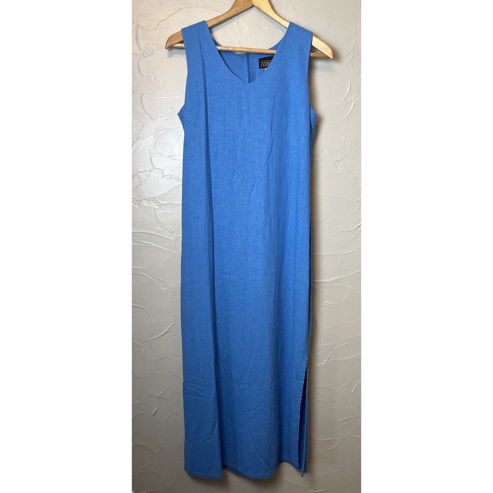 Vtg Linen Dress Set Blue Minimalist Coastal Nautical Women’s Sz 8 Clean girl